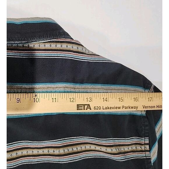 Billabong Shirt Mens Medium Short Sleeve Striped Multicolored Gray 100% Cotton - Picture 9 of 9